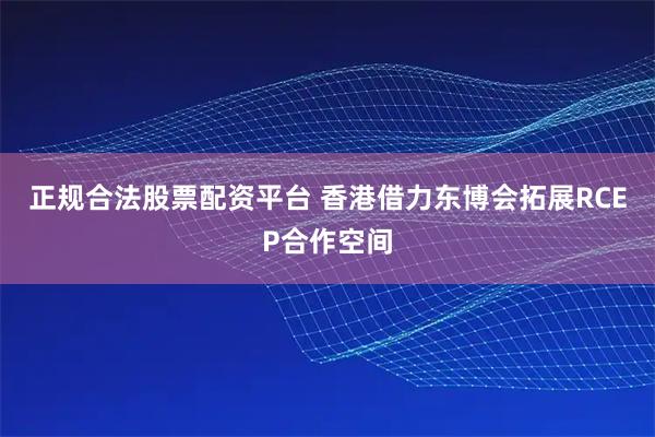 正规合法股票配资平台 香港借力东博会拓展RCEP合作空间